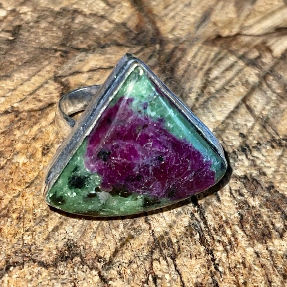 Anyolite Ruby Green Zoisite Ring Size 7 1/2 - Picture 10 of 15